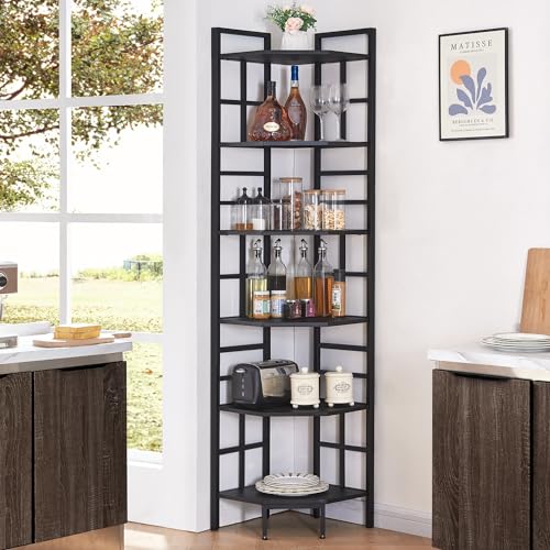 HOMISSUE Corner Shelf, 6 Tier Tall Narrow Bookshelf 76.9" - Image 5