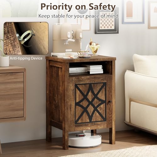 Giantex Robot Vacuum Storage Cabinet, Farmhouse End Table - Image 7