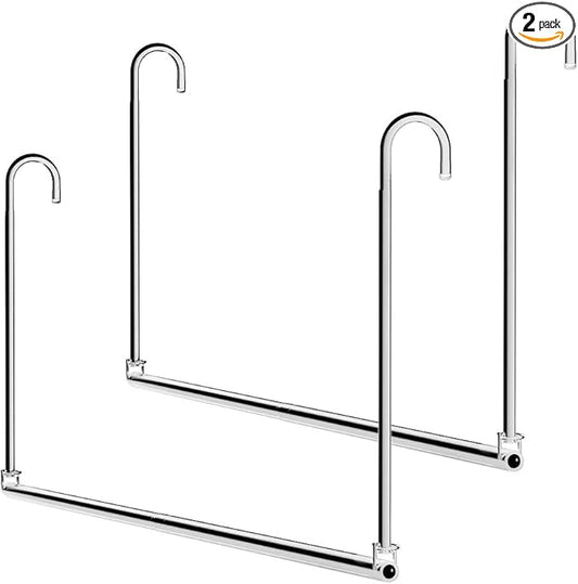 Closet Hanging Rod, Adjustable Width and Height Space-Saving Clothes Hanging Bar, 2 Pack Chrome