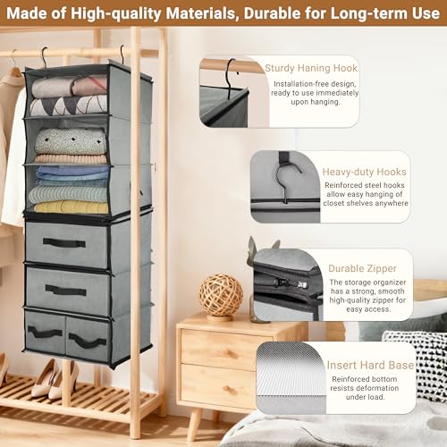 2in1 Hanging Shelf with 4 Drawers,6-tier Closet Organizer - Image 6