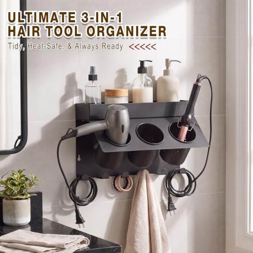 Hair Tool Organizer Wall Mount Hair Dryer Holder for Cabinet Door - Image 4
