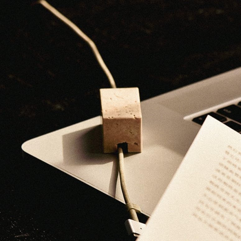 Travertine Cord Holder-Cable Organizer for Desktop, Nightstand - Image 6