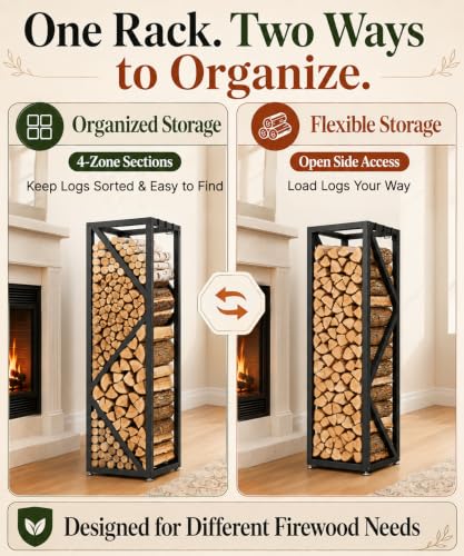 47in Firewood Rack Indoor Outdoor with Hooks – Heavy Duty - Image 6