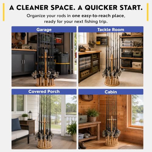 Rush Creek Creations 16-Rod Round Fishing Rod Holder for Garage - Image 4