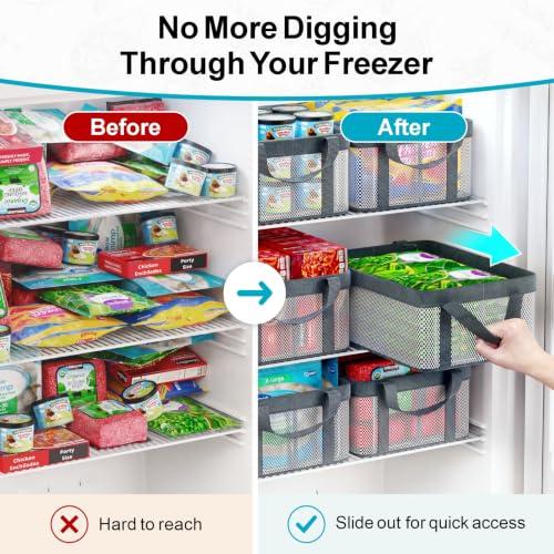 Freezer Organizer Bins - Sturdy Fabric & Stainless Steel Support - Image 6