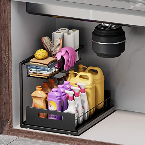 Ceetug Slide Out Under Sink Organizers and Storage, Black, 1 Pack - Image 2