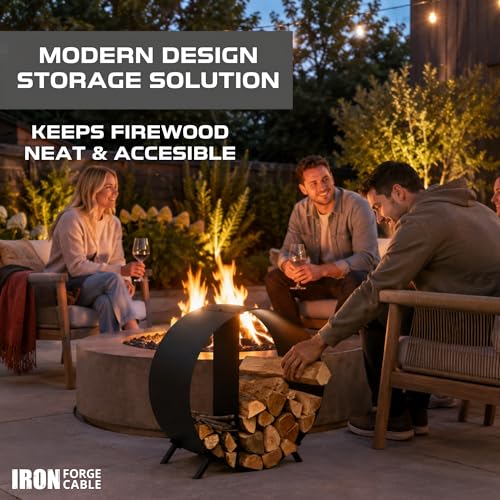Firewood Rack, 30 Inch Circular Fire Log Holder, Indoor - Image 4