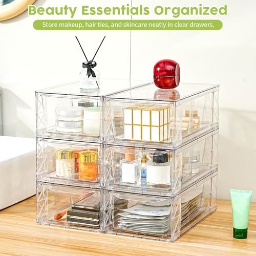 6 Pack Acrylic Storage Drawers, Clear Stackable Storage Drawers - Image 4
