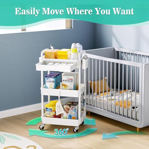 SUNALLY 3 Tier Rolling Cart with Drawer, Craft Stora | All Products - Image 6