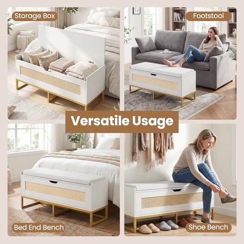 GIANTEX Rattan Shoe Bench, Flip-Top Entryway Bench | Home Organization - Image 6