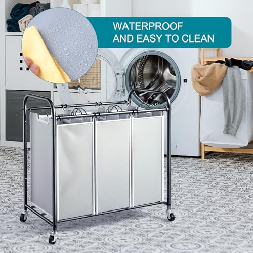 3Pcs Large Laundry Sorter Replacement Bags, Gray Hamper - Image 5