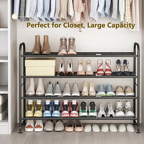 LINZINAR 4 Tier Long Shoe Rack for Closet Metal Shoe Organizer - Image 3