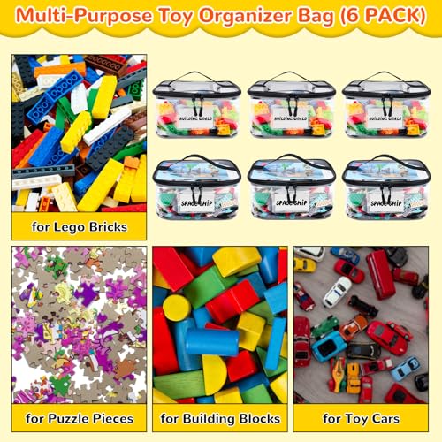 6 Pack Clear Toy Storage Bag with Name Tag& Manual Pocket - Image 6