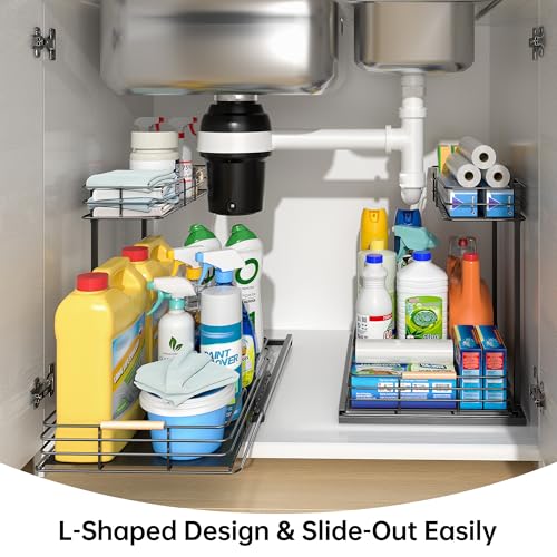 LAMU Under Sink Organizers and Storage, 2 Tier Bathroom Kitchen - Image 5
