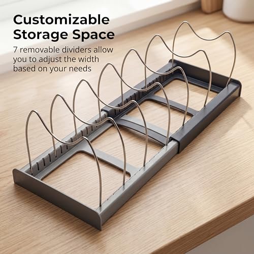 OMIO Expandable Pot Lid Organizer Rack for Under Cabinet - Image 3