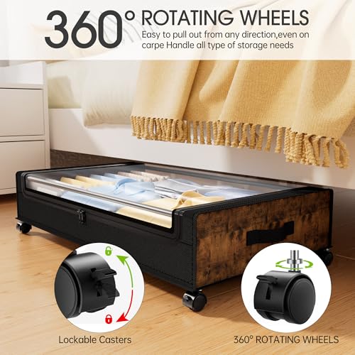 Yecaye Under Bed Storage with Wheels, 2Pack Under Bed - Image 4
