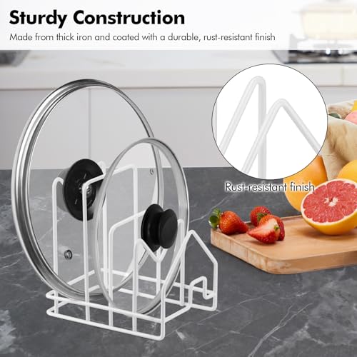 Poeland Kitchen Pot Lid Organizer, Pan Rack with 4 Compartments - Image 7