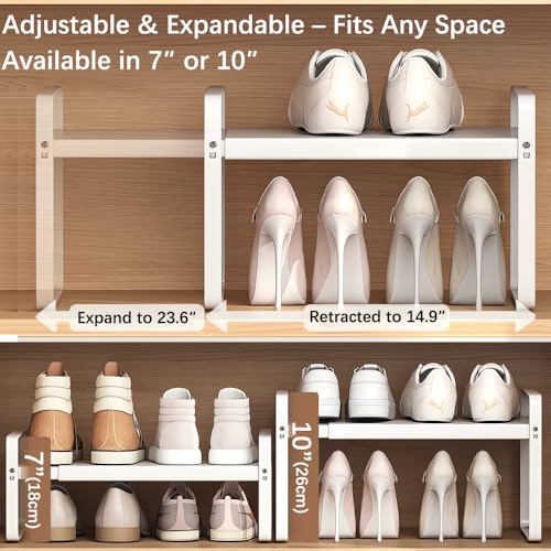 Expandable Shoe Rack, Closet Shoe Organizer, 7" High, 15"-24" - Image 4