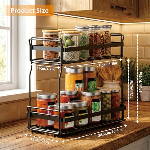2 Pack Pull Out Spice Rack Organizer for Inside Kitchen Cabinets - Image 5