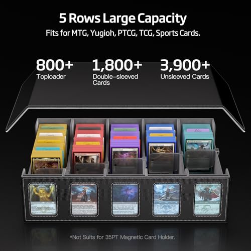 Trading Card Storage Box 5-Row 3900+ Capacity, Black - Image 4