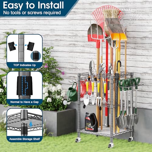 T1 Garden Tool Organizer（with Lockable Wheels） Heavy Duty - Image 6