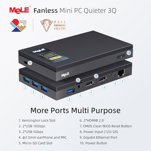 MeLE Quieter3Q Fanless Mini PC, N5100 8GB RAM 256GB Storage - Image 3