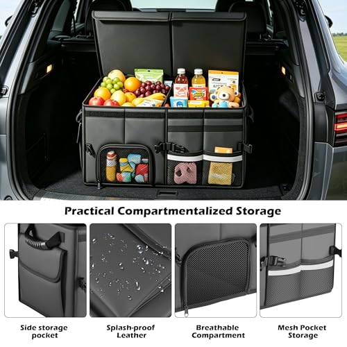 Car Trunk Organizer, 2 Compartments Car Storage Box with Lip - Image 6