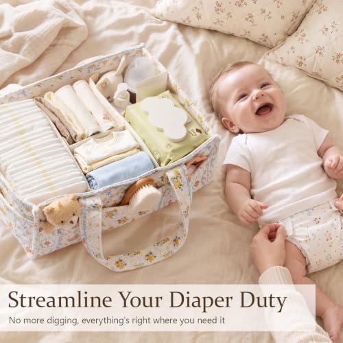 Corduroy Baby Diaper Caddy Organizer with Handles, Nursery - Image 7
