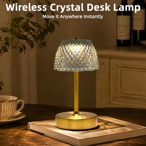 Rechargeable Gray Crystal Cordless Table Lamp,Battery Operated - Image 7
