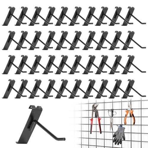 40 Pack Gridwall Hooks, 4 Inch Black Grid Wall Panels Hooks - Image 2