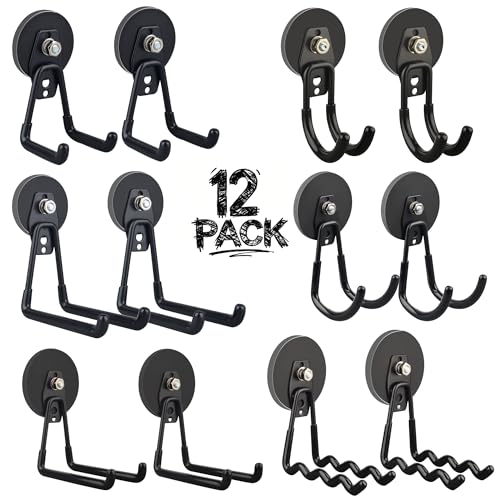 Heavy Duty Magnetic Garage Hooks Kit,12 Pack Strong | Garage Storage - Image 2