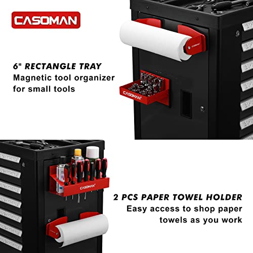 CASOMAN 4PCS Red Magnetic Toolbox Shelf, Tray - Image 6