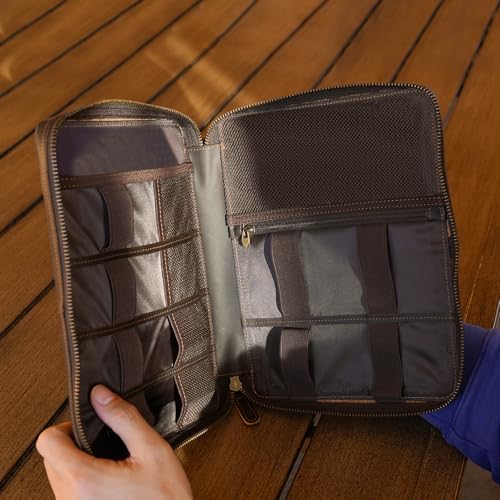 Polare Full Grain Leather Travel Cable Organizer Case Electronics - Image 4