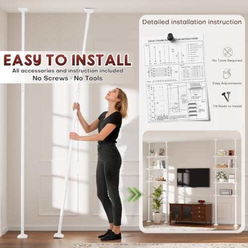 Over The Toilet Storage Shelf, 64-124inch(H) 15-27inch(W), White - Image 7