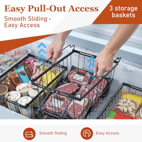 BESTYASH 3 Pack Freezer Organizer Bins, Adjustable Metal Baskets - Image 8
