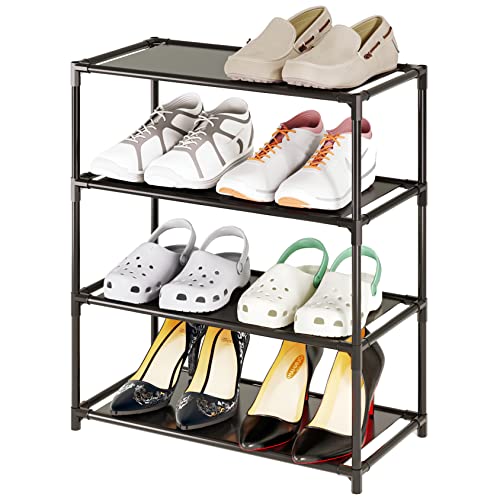 Small Shoe Rack 6-8 Pairs Sturdy Shoe Shelf 4-Tiers Narrow - Image 2