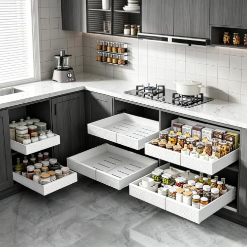 Pull Out Cabinet Organizer, Extendable Width 12.6-20.5 in，White：2 - Image 3