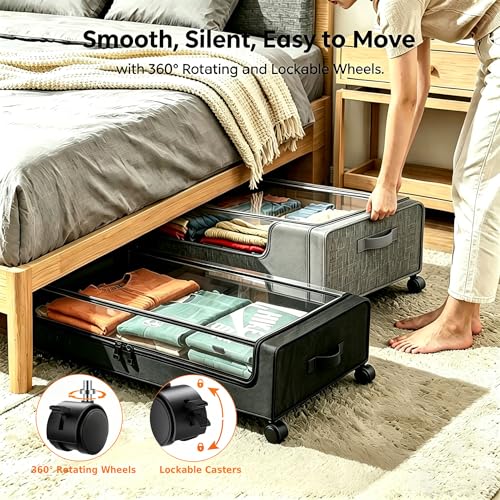 Under Bed Storage with Wheels, 2Pack 50L Organizer | Home Organization - Image 5