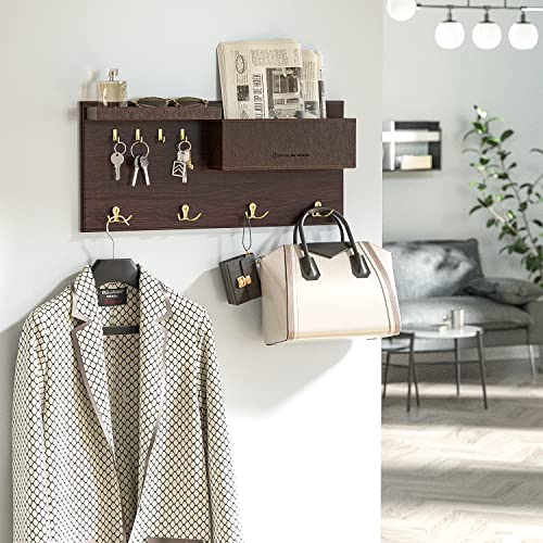 JackCubeDesign Entryway Coat Rack Wall Mount Key Holder Mail - Image 4