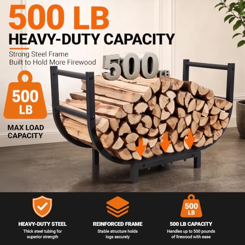 24-Inch Firewood Rack, 500 lb Heavy-Duty Steel Log Holder - Image 4