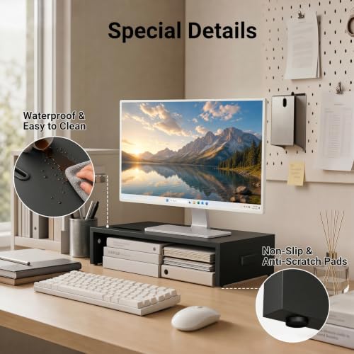 1home Monitor Stand Riser, 16.7 Inch Wood Monitor Riser - Image 5