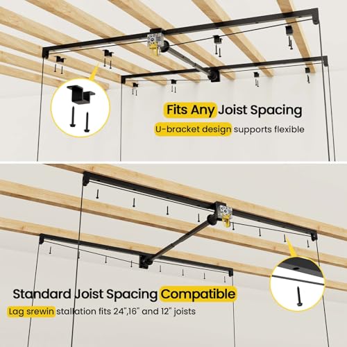 FERO Overhead Garage Storage Rack 4x8, 500 lb Heavy-Duty Capacity - Image 6