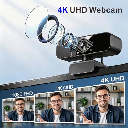 4K Webcam for Laptop/Desktop/Monitor with Privacy Cover - Image 3