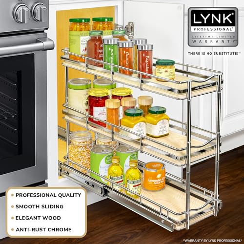 LYNK Élite 3-Tier Spice Rack Organizer Cabinet, Pull Out - Image 3
