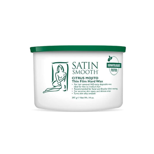Satin Smooth Citrus Mojito Thin Film Hard Wax - Hair Removal Wax, No Strip Waxing for Sensitive Skin, Ideal for Fine to Medium Hair, 14oz.