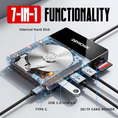 1TB External Hard Drive, USB C & USB 3.0 Multiport Hub+ SD/TF - Image 3