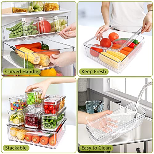 10 Pack Refrigerator Pantry Organizer Bins with Lids, Fridge - Image 5