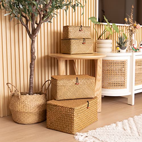 4 Pack, Wicker Baskets with Lids - Image 3