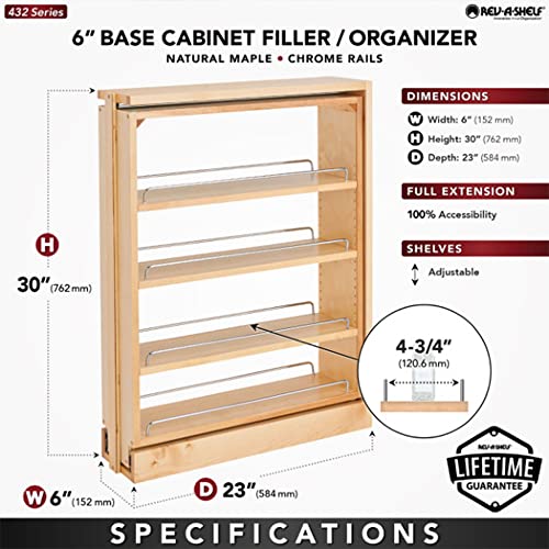 Rev-A-Shelf Kitchen Cabinet Pullout Base Filler, 6"W x 30"H - Image 4