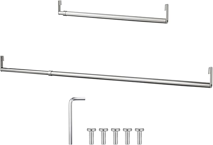 Expandable Closet Rod for Wire Shelf Hanging Clothes Adjustable Heavy Duty Closet Hanging Rod Extender Heavy Duty Hanger Bar Metal Poles for Wardrobes Hanger, 1 Pack(36-60 Inch,Silver)